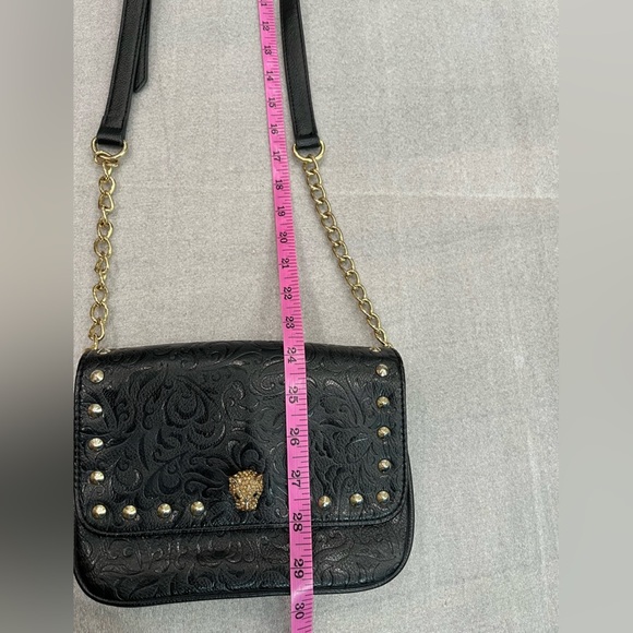 Guess Embossed Black Faux Leather Studded Crossbody Bag Jaguar - Picture 10 of 15